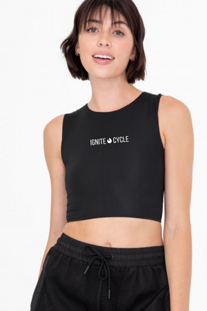 Cropped Fitted Muscle Tee, Black