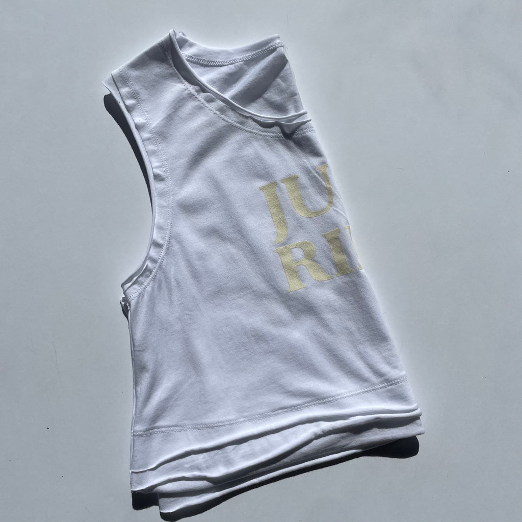 mono b, tank, crop top, tank top, cropped, white, just ride, ignite, cycle studio, merch