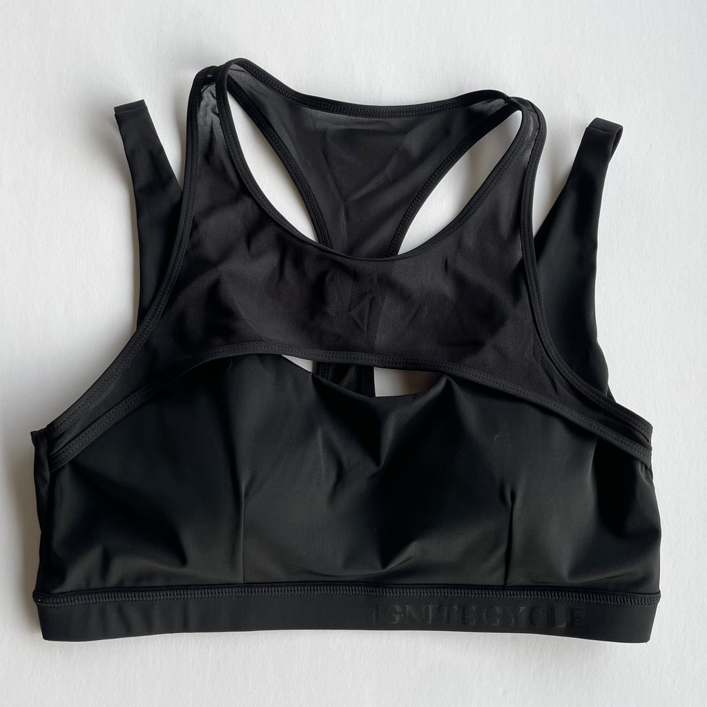 black bra, mesh bra, layered crop, sports bra, mono b