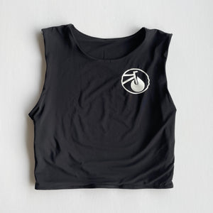 cropped tank, crop top, black, ignite, logo, cycle studio, merch, bham fitness