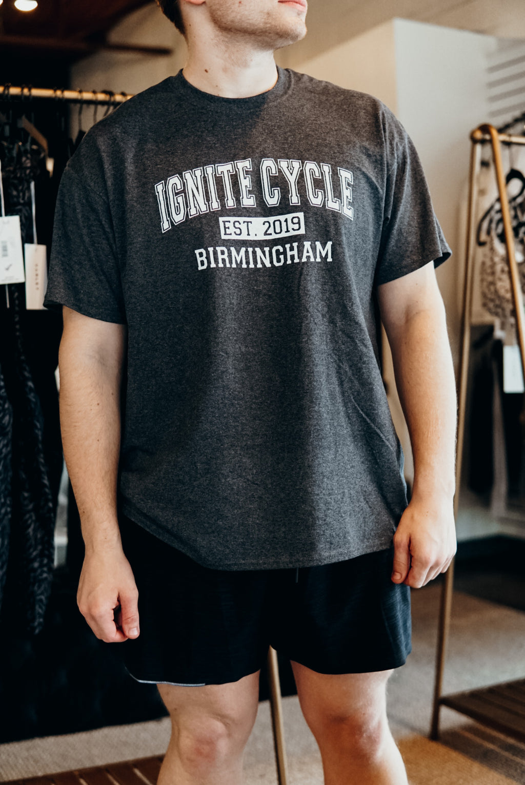 Ignite Cycle Collegiate Tee Shirt in Grey